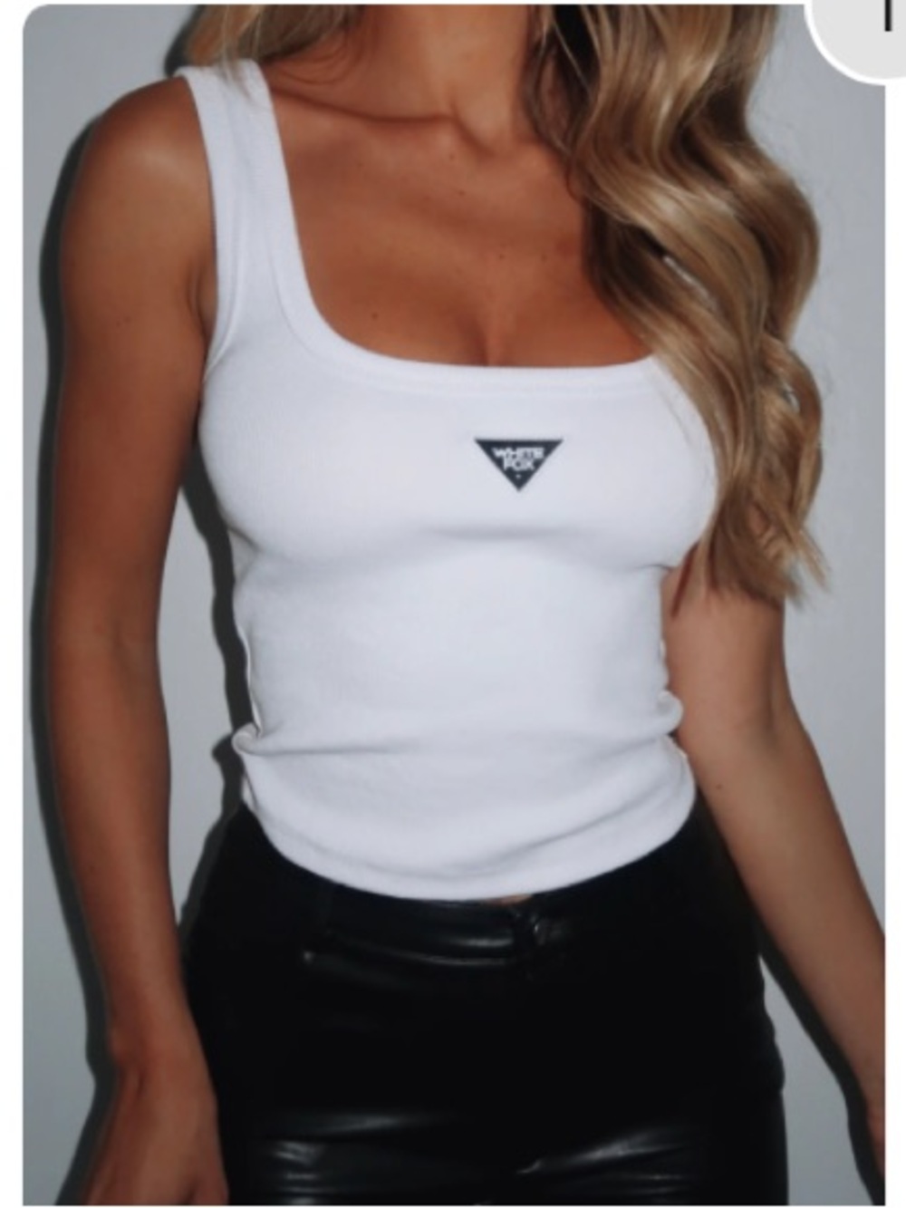 White Fox Talk To Me Nice White ribbed Tank Top XS